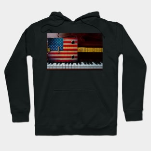 Cigar Box American Flag Guitar On Piano Keys Hoodie